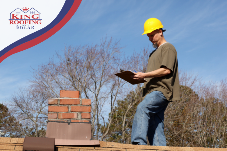 Roofer inspecting a roof in Corsicana