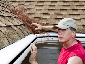 Homeowner in Mabank, TX inspecting common roofing problems after an October storm