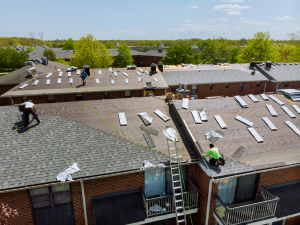 Detailed view of a roof replacement process by King Roofing in Canton.