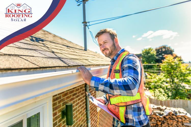 King Roofing team evaluating a roof in Canton for potential repair or replacement.