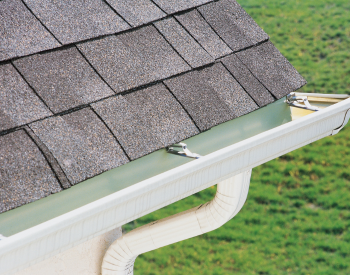 Cleared gutters and downspouts on a roof in Mabank, TX